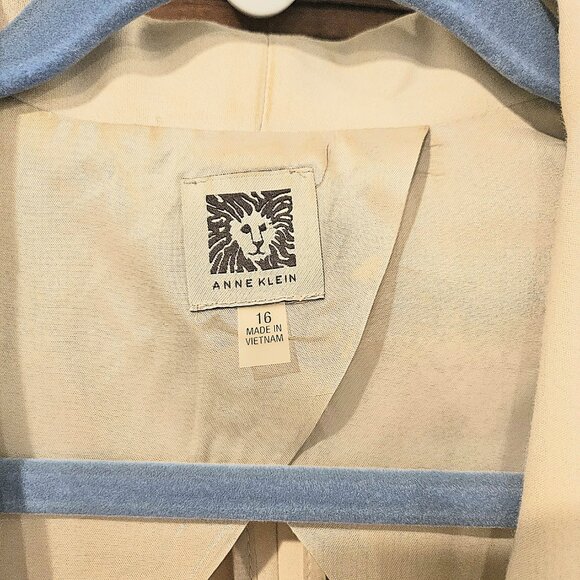 9.Anne Klein Wheat Beige One-Button Suit Jacket Vest Plus Size 16 - Picture 2 of 2